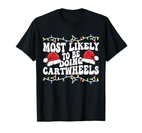 Retro Groovy Most Likely To Christmas Most Likely To Be Doing Cartwheels camicia, Most Likely To Christmas Shirts Family Pajamas, è la camicia natalizia perfetta per la famiglia!