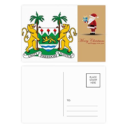 Cartes postales Sierra Leone avec emblème national du Père Noël (Lot de 20)