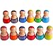 Dinhon 12 Wooden Rainbow Dolls Friends Toys Toddler Wooden Peg Bodies Baby Kids Wooden Pretend Play for Toddlers People Figures Shape Preschool Learning Educational Toys Montessori Toys