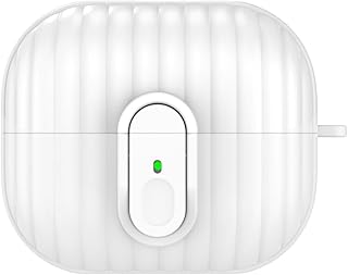 حافظة حماية متوافقة مع سماعات سامسونج جالاكسي بودز 3 برو بتصميم كفر مصنوعة من السيليكون باللون الأبيض