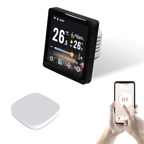 Qiumi Termostato Inteligente para Sistemas de Aire Acondicionado Central VRF/VAR | Pantalla táctil antihuellas de 4" | Control de la aplicación Zigbee y Tuya | Zigbee se Necesita Puerta de Enlace