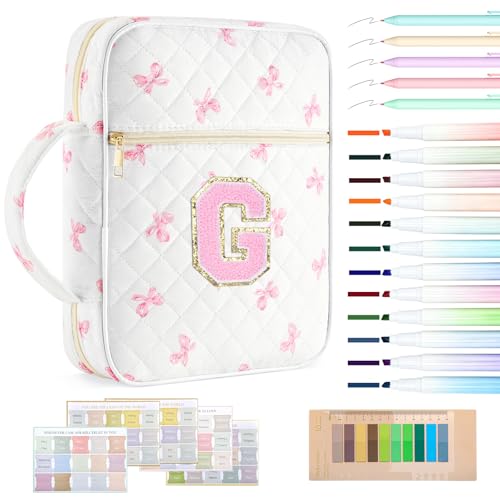ISPbag Personalized Initial Bible Cover Case for Women Girls,Pink Bow, G