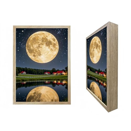 URVIP LED Glowing Photo Frame, 3D Starry-Sky Blue Moon Wall