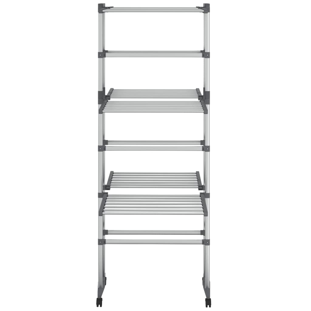 Suszarka na pranie, 3 piętra z rolkami, srebrna rama aluminiowa, 60 x 70 x 129 cm, składana i składana, nie zajmuje dużo miejsca, na balkon, do łazienki, kuchni, piwnicy, mobilna i stabilna