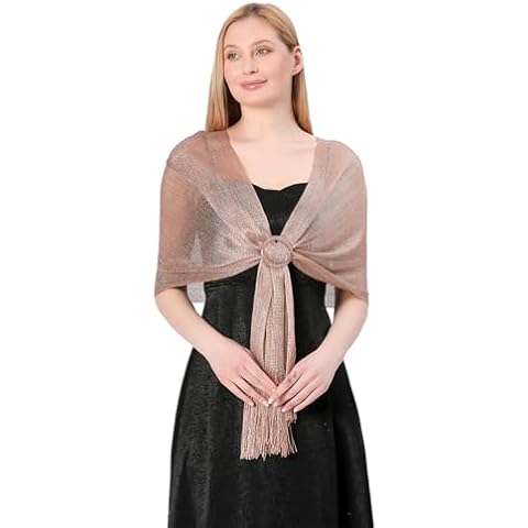 Favorland Women's Shawls Wraps for Formal Wedding Evening Party Dress(Gold Rose) Cover