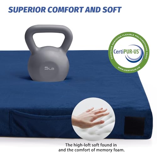 Image of CYMULA Memory Foam Camping Mattress Pad, CertiPUR-US Sleeping Mat, Portable Roll Up Mattress for Adults, Camping Bed Pads for Sleepover, Car Bed with Travel Bag