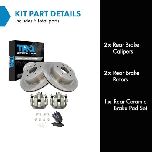 Image of TRQ Rear Brake Pad and Rotor Set Ceramic Calipers Compatible with 2003-2005 Infiniti G35 350Z