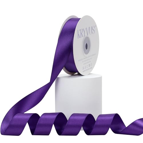 Kryvus Purple Satin Ribbon, Double Faced 7/8 Inch X 25 Yards Purple Ribbon, Premium Satin Ribbons for Gift Wrapping, Crafts, Hair Bow Making, Sewing, Flower Bouquet, Wedding Party Decor