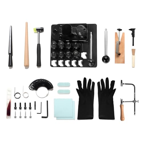 Sidasu 18 Pcs Ring Bending Tool, Spoon Ring Making Kit for DIY Jewelry, Ring Bender with Nylon Dies Set/Measurement Gauge, Precision Metal Craft Tool for Beginners & Professionals