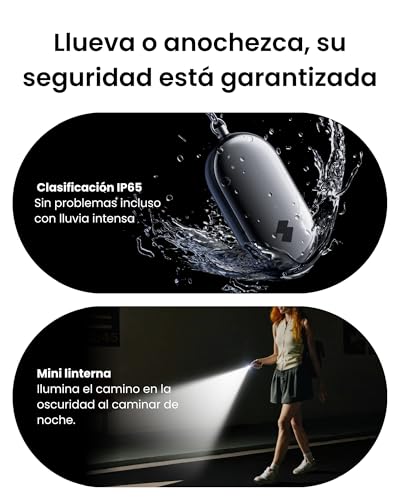 Alarma de Seguridad Personal SwitchBot llavero de autodefensa con sirena 130dB impermeable negro 5