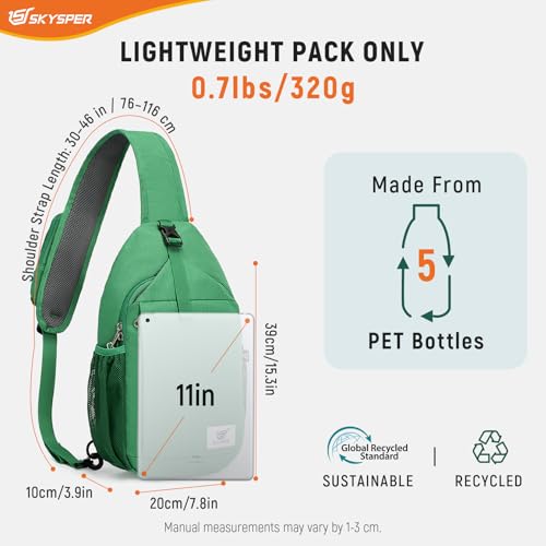 Image of SKYSPER Sling Bag RFID Cross Body Bag Recycled Crossbody Backpack Travel Daypack