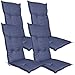 DILUMA Hochlehner Auflage Naxos für Gartenstühle 118x49 cm 4er Set Uni Blau - 6 cm Starke Stuhlauflage mit Komfortschaumkern und Bezug aus Baumwoll-Mischgewebe - Made in EU mit ÖkoTex100