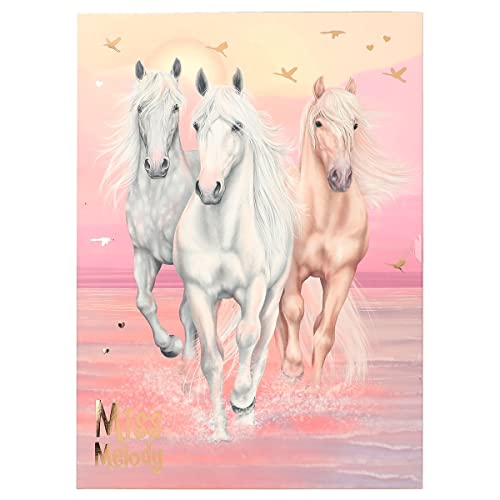 Depesche- Horse 12380 Miss Melody Sundown-Set Pochette, avec des Motifs de Chevaux, y Compris 24 Papier à Lettres, enveloppes et Feuilles d'autocollants, Multicolore