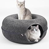 Cat Caves for Indoor Cats, Large Cat Tunnel for Multiple & Large Cats, Scratch Detachable Peekaboo Cat Cave Bed, Kitten Donut Kitty Hideaway Up to 45 Lbs