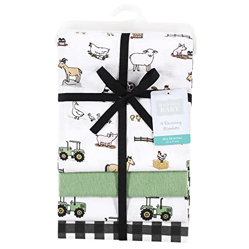 Image of Hudson Baby Unisex Baby Cotton Flannel Receiving Blankets, Boy Farm, One Size