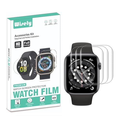Image of Wisely |3pcs| Screen Guard Protector For Apple Watch 44mm SE Series 6 Series 5 Series 4 iwatch |44 mm| Bubble Free, Easy installation kit, HD Clear, Full Cover