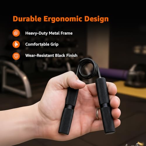 Image of Amazon Brand - Symactive Metal Hand Gripper | Solid Metal Construction | Compact & Durable | Enhances Grip Strength & Forearm Endurance | Wrist Stability | Portable & Travel-Friendly | Black