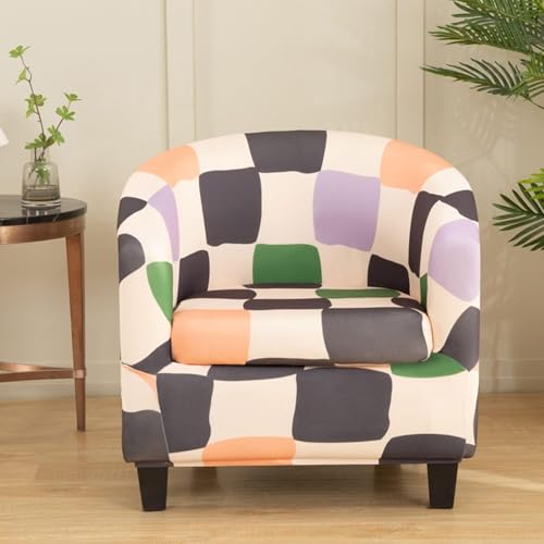 Funda elástica para silla de bañera en 2 piezas con diseño estampado para sillón de barril 3