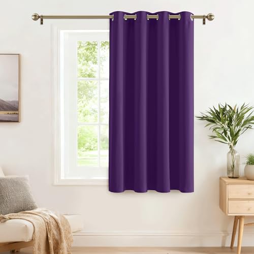 PONY DANCE Rideau Occultant Décoration Chambre et Draperies Intérieurs Fenêtre Rideaux Thermique Isolation & Anti Chaleur Froid, Largeur 132 x Hauteur 158cm, Violet,...