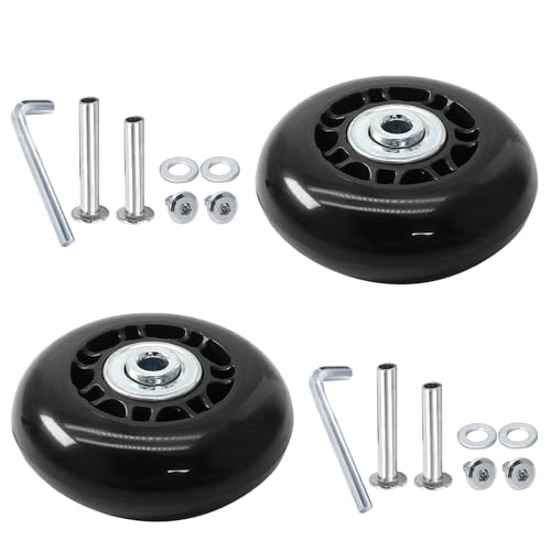 Image of Luggage Wheels Replacement, 64 x 24mm, Black Rubber, 2pcs