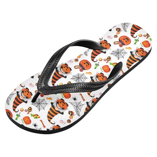 Burbuja Halloween Gnomes in Striped Hats Flip Flops for Women Men, Soft Thong Sandals Rubber Slippers for Pool Beach Essentials2