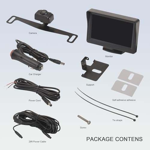 Image of YIMU Backup Camera System with License Plate Backup Reverse Camera, Easy Installation, Plug & Play, DIY Guide Lines, 150 Wide Angle, Night Vision, IP69K Waterproof, Optional Dual Bracket K4302