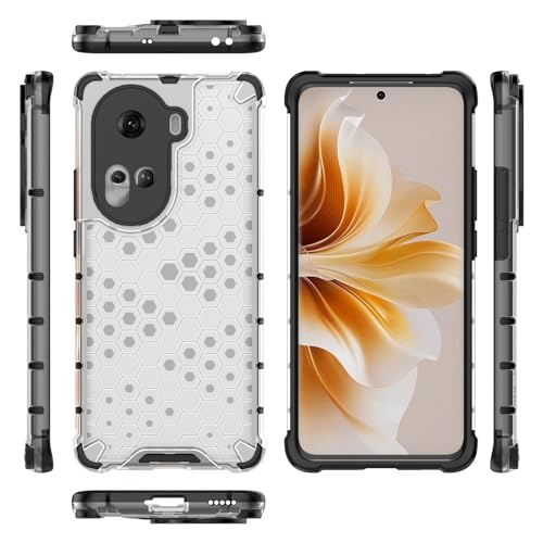 Image of Lustree for Back Cover Shockproof Double Protection Honeycomb Hard PC Back Cover for Oppo Reno11 5G -Transparent