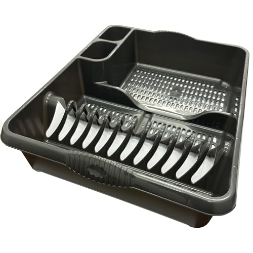 STORM TRADING GROUP Dish Drainer Rack Strong Kitchen Counter Large Plastic Cutlery Rack With Integral Handles (1)