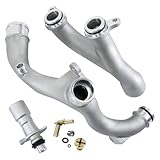 Aluminum Water Pump Coolant Outlet Pipe Kit Compatible with Land Rover LR4 Range Discovery Sport Velar Jaguar XJ XF XE F-Type F-Pace 2010-2022 3.0L V6 / 5.0L V8 Replaces LR092992 LR028136 LR049990