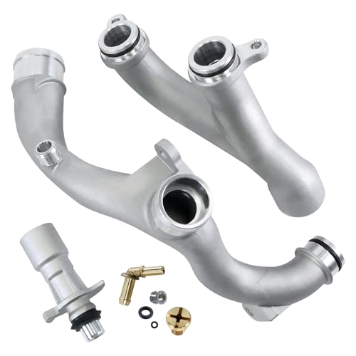 Aluminum Water Pump Coolant Outlet Pipe Kit Compatible with Land Rover LR4 Range Discovery Sport Velar Jaguar XJ XF XE F-Type F-Pace 2010-2022 3.0L V6 / 5.0L V8 Replaces LR092992 LR028136 LR049990