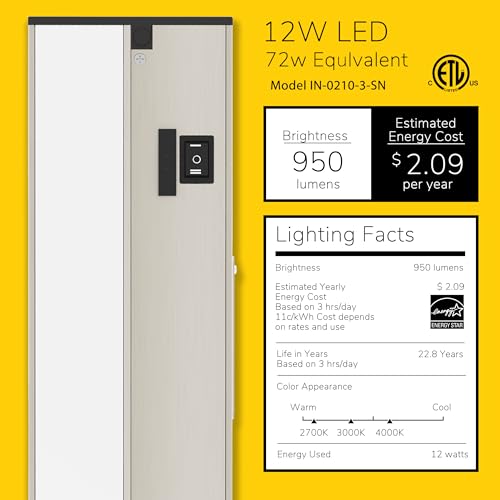 Image of GETINLIGHT 24-Inch Linkable 3CCT LED Under Cabinet Light, Hardwired /Plug-in