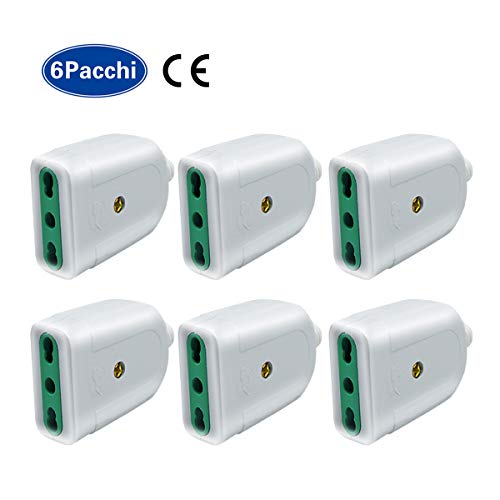EXTRASTAR Presa Volante,presa salvaspazio Corner,2P+T,16A,230V,Bianco,6 pezzi.