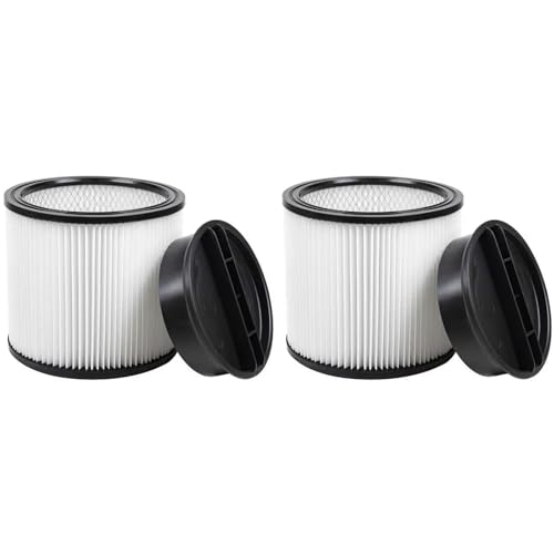 Image of 2 Pack 08-2566B Filters for Most Stanley 5, 6-18 Gallon Wet /Dry Vacuums | Models# SL18115 SL18115P SL18116 SL18116P SL18191P SL18199P SL18117 SL18701P-10A, High Efficiency Shop Vac Filters with Lids