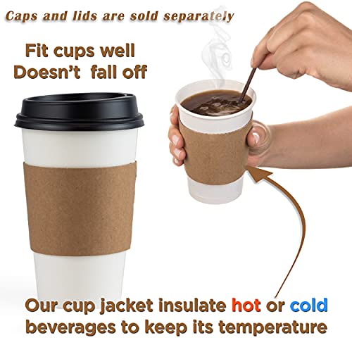 Image of FMP Brands [100 Pack] Kraft Coffee Cup Sleeves Disposable for Hot Drinks, Durable Corrugated Cardboard Cup Sleeves for 12-24 oz Cups, Beverage Insulator and Hand Protection for Hot & Cold Drinks
