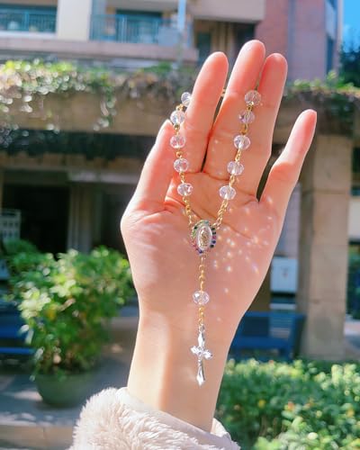 Car Rosary for Rearview Mirror Hanging - Catholic Religious Devout Gift with Virgin Mary Charm and Crucifix, Ideal Catholic Rosary Gifts for Men & Women2