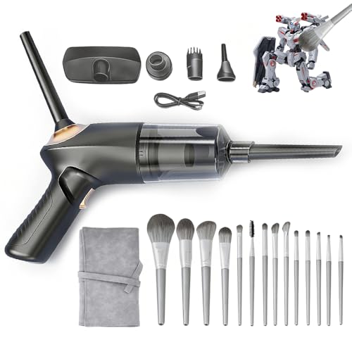 Model Cleaning kit/4-in-1 Portable Car Vacuum & Precision Makeup Brush Set for Action Figures Statues & Collectibles Rechargeable Mini Dust Cleaner with Soft Brushes for Safe Scratch-Free Cleaning