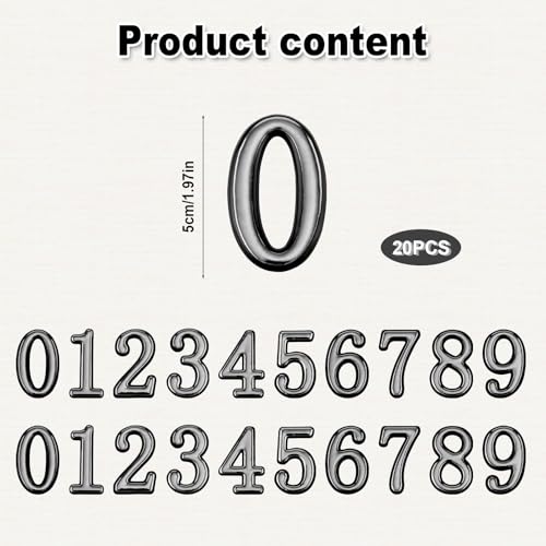 Image of 20pcs Reflective Mailbox Number Stickers, 2in Long 0-9 House Address Label Self Adhesive Decals Sign Accessories Supplies for Outside Door Mail Box