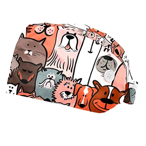 Casquette de travail doodle chiens et chats - Lot de 2 couvre-chefs confortables unisexe