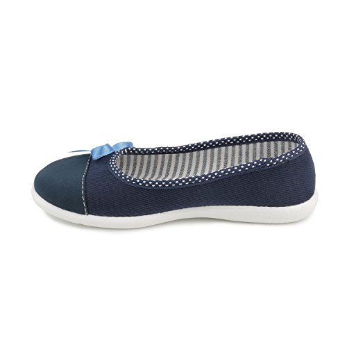 Zyta 5893 Navy Blue Little Girls' Natural Canvas Ballet Flat4