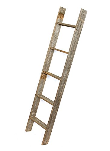 BARNWOODUSA Throw Blanket Ladder – Fully Assembled Reclaimed Wood – Rustic Decorative Ladder for...