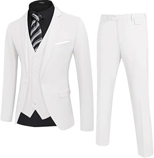 Men's 3 Piece Wedding Suit Set One Button Slim Fit Jacket Blazer Vest Pants Set Groom Prom Tuxedo Suits