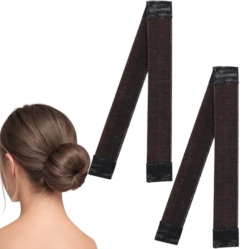 Hair Bun Maker for Long Thick Hair 2 Pack Hair Bun Snap Band Bun Maker for Women Flexible Wire Dark Brown Bun Maker for Hair