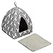 Hollypet Self-Warming 2 in 1 Foldable Comfortable Triangle Cat Bed Tent House, Gray Antler