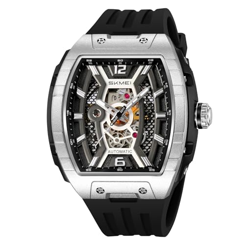 Image of SKMEI Automatic Watch for Men. Luxury Self-Winding Transparent Dial Watch, Waterproof 30M, Scratch-Resistant, Durable ABS Case, Silicone Strap, Stylish Fashion Timepiece - M033