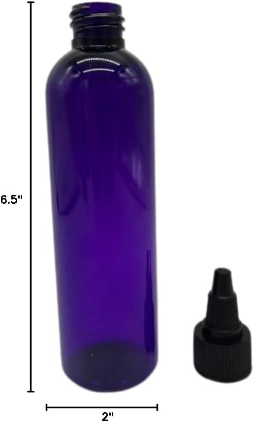Natural Farms 4 oz Plastic Purple Cosmo BPA FREE Bottles - 12 Pack Empty Refillable Containers - Essential Oils - Hair - Aromatherapy - Black Twist Open/Close Cap - Made in the USA