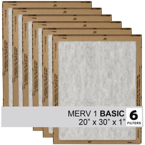 Filtrete 20x30x1 Air Filter 3M MERV 1 HVAC AC Furnace Filter Replacement 6-Pack (Actual Size 19.81x29.81x0.88 in)