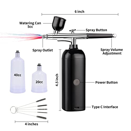 Tiqtak Tiqtak Cake Airbrush Kit With Compressor Cordless Enhancements Barber Spray Gun Portable Makeup Air Brush Machine Kit For Nail Art Model Coloring Tattoo (Black) #TOP1