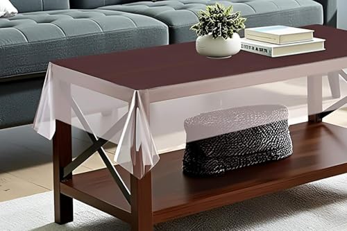 Image of The Furnishing Tree Rectangle Shaped Center Transparent Table Cover WxL 40x60 inches 0.25 mm Thickness Without Lace