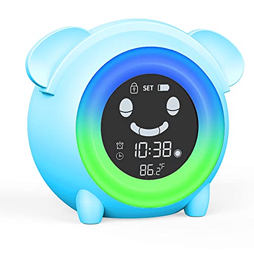 Kids Alarm Clock, Yariaii Toddlers Alarm Clock Children Sleep Trainer Clock, Wake Up Light Alarm Clock with Night Light, NAP Timer, 5 Alarm Sound, Digital Clock for Girls Boys Bedroom