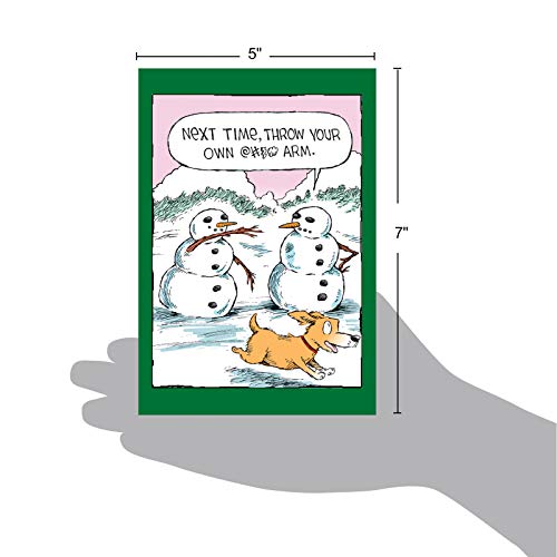 Nobleworks - Merry Christmas Greeting Card With Envelope (4.63 X 6.75 Inch) Showing Colorful Cartoons - Snowman Arm C4336Xsg #TOP5